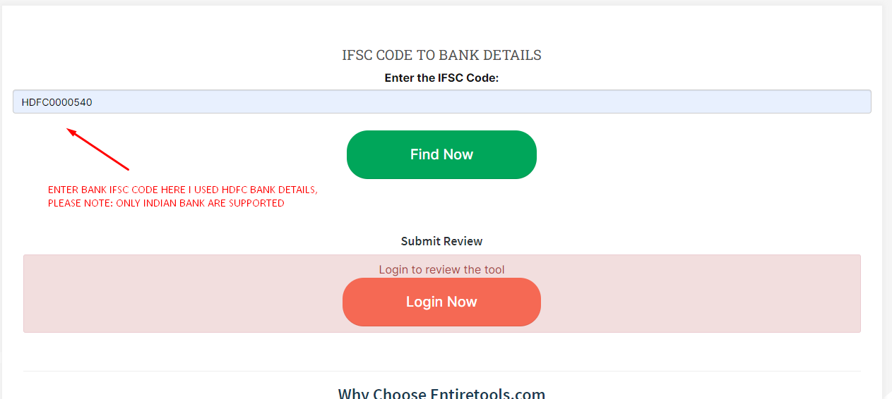 IFSC CODE TO BANK DETAILS